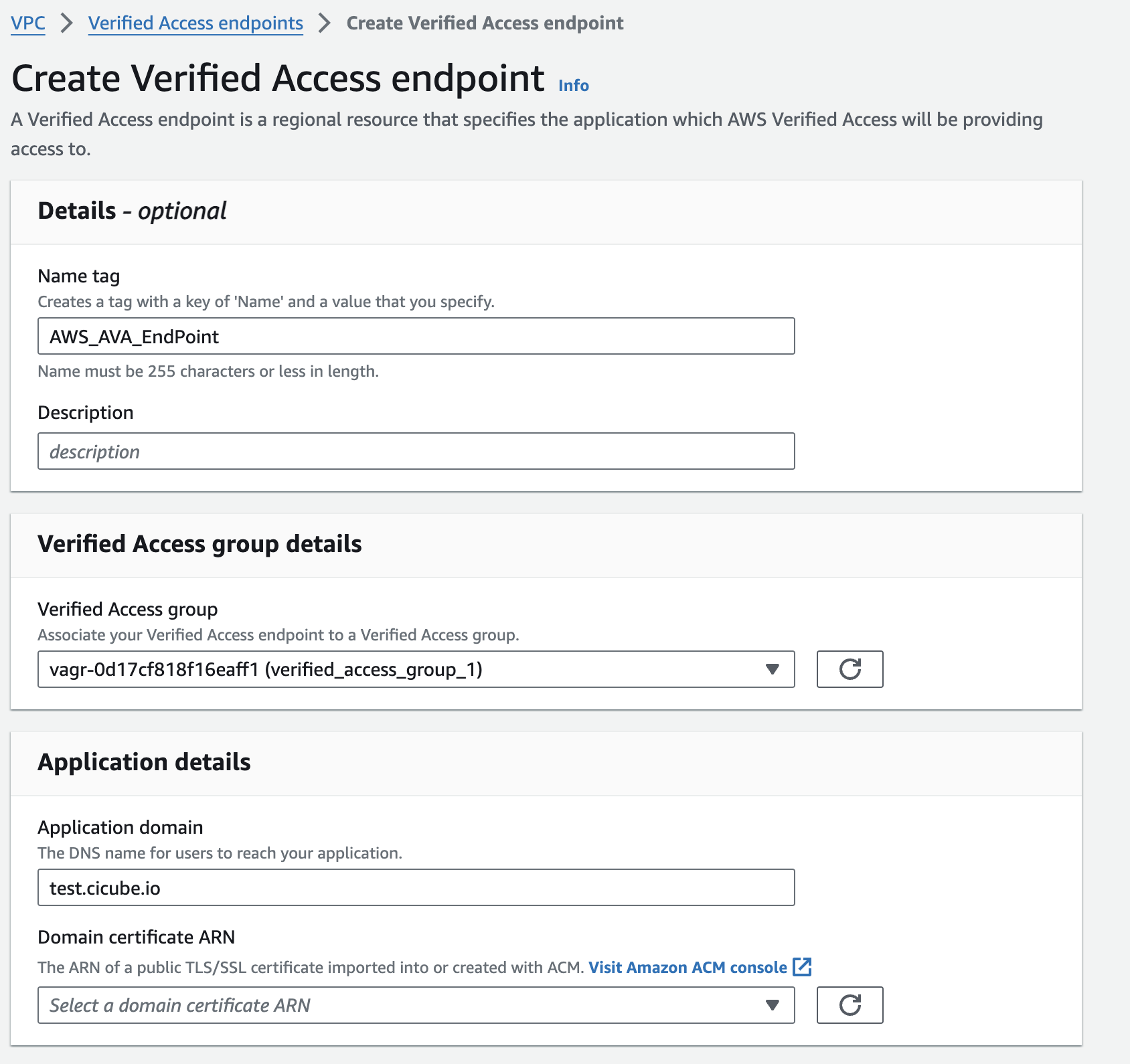 Verified Access Endpoint