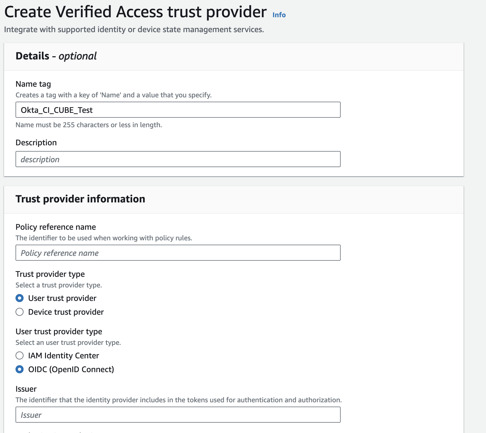 Verified Access Trust Provider